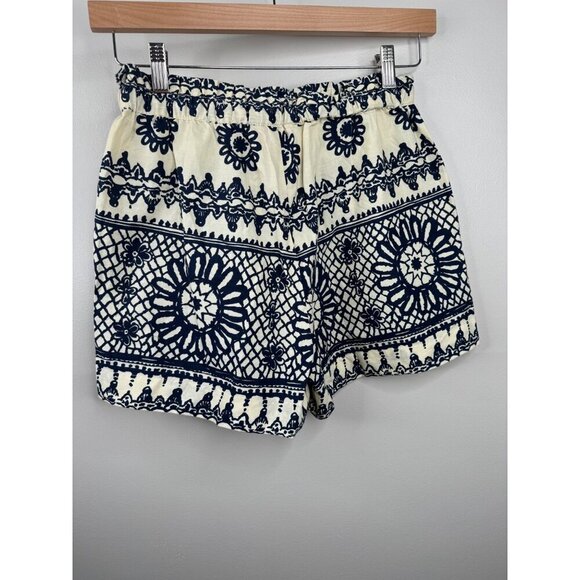 Tuckernuck Love the Label Dagmar Ivory and Navy Printed Ramona Shorts Size XS - Picture 6 of 7